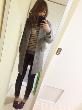 「春物」｜「アイテム（チェスターコート）」を使った、erikaさん（レディース・175cm）の冬コーディネート