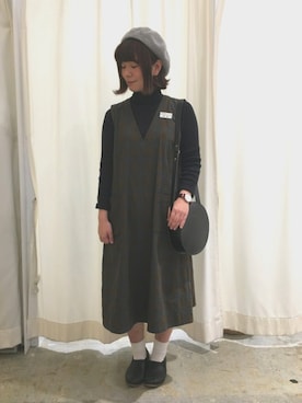 「PAR ICI」｜「アイテム（ハンチング/ベレー帽）」を使った、PAR ICIさん（レディース・155cm）の秋コーディネート