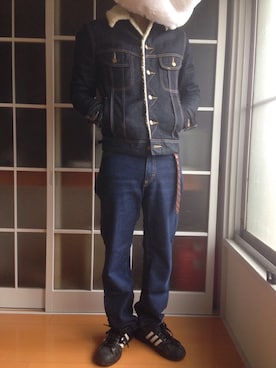 「Lee（リー）のアイテム（ライダースジャケット）」を使った、3cさん（メンズ・167cm）の秋コーディネート