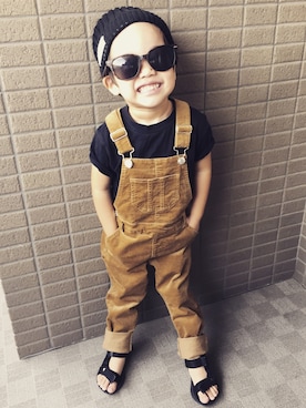 「GLOBAL WORK（グローバルワーク）のアイテム（オールインワン・サロペット）」を使った、so_ibuさん（キッズ・100cm）の秋コーディネート