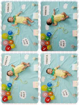 「アイテム（ママ＆ベビー、グリーン系）」を使った、HINATA × KAEさん（キッズ・60cm）の春コーディネート