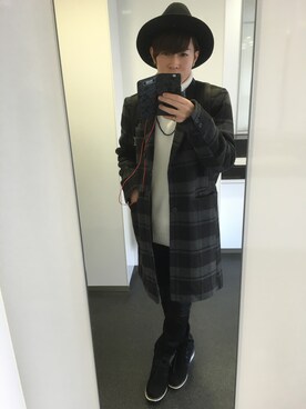 「GLOBAL WORK（グローバルワーク）のアイテム（その他アウター）」を使った、足立大希さん（メンズ・164cm）の冬コーディネート