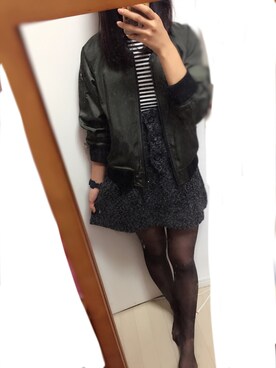 「アイテム（MA-1）」を使った、Reさん（レディース・158cm・20代）の秋コーディネート