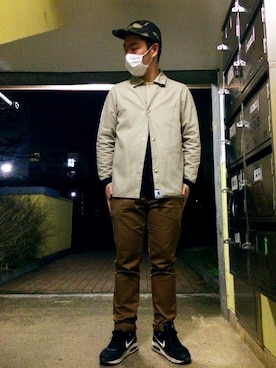 「Adam Kimmel×Carhart（アダムキメルカケルカーハート）のアイテム（テーラードジャケット）」を使った、Shinji Aokiさん（メンズ・177cm）の春コーディネート