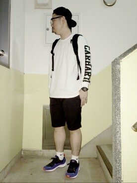 「air huarache」｜「アイテム（パンツ）」を使った、Shinji Aokiさん（メンズ・177cm）の夏コーディネート