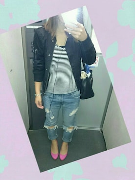 「SPIRALGIRL（スパイラルガール）のアイテム（ミリタリージャケット）」を使った、kumi♡さん（レディース・163cm）の春コーディネート