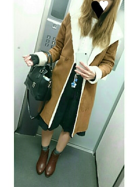 「SPIRALGIRL（スパイラルガール）のアイテム（その他アウター）」を使った、kumi♡さん（レディース・163cm）の冬コーディネート
