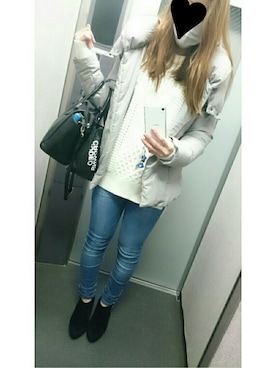 「SPIRALGIRL（スパイラルガール）のアイテム（ダウンジャケット/コート）」を使った、kumi♡さん（レディース・163cm）の冬コーディネート