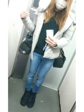 「SPIRALGIRL（スパイラルガール）のアイテム（ダウンジャケット/コート）」を使った、kumi♡さん（レディース・163cm）の冬コーディネート