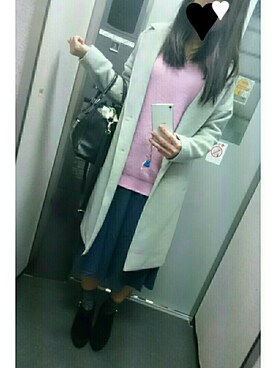 「アイテム（チェスターコート）」を使った、kumi♡さん（レディース・163cm・20代）の冬コーディネート