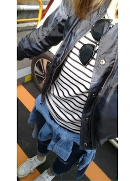 「SPIRALGIRL（スパイラルガール）のアイテム（ミリタリージャケット）」を使った、kumi♡さん（レディース・163cm）の春コーディネート