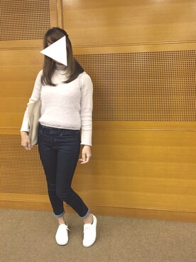 「UNIQLO（ユニクロ）のWOMEN ウルトラストレッチジーンズ（デニムパンツ）」を使った、ひなこさん（レディース・159cm）の秋コーディネート