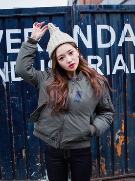 「chuu（チュー）のアイテム（ライダースジャケット）」を使った、mossbeanさん（レディース・165cm）の冬コーディネート