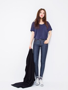 「chuu（チュー）のアイテム」を使った、mossbeanさん（レディース・165cm）の春コーディネート