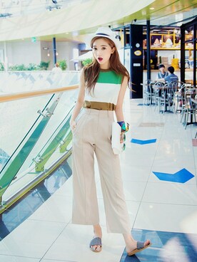 「와이드팬츠」｜mossbeanさん（レディース・165cm）の夏コーディネート
