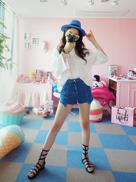 「hat」｜mossbeanさん（レディース・165cm）の夏コーディネート