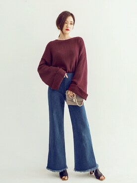 「chuu（チュー）のアイテム（パンツ）」を使った、mossbeanさん（レディース・165cm）の秋コーディネート