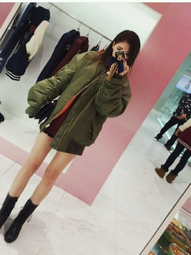 「chuu（チュー）のアイテム（ジャケット/アウター）」を使った、mossbeanさん（レディース・165cm）の秋コーディネート