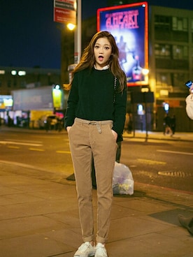 「chuu（チュー）のアイテム（パンツ）」を使った、mossbeanさん（レディース・165cm）の秋コーディネート