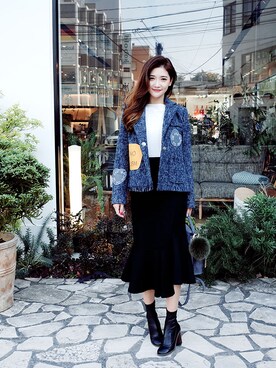 「skirt」｜「アイテム（ダウンジャケット/コート）」を使った、mossbeanさん（レディース・165cm）の秋コーディネート
