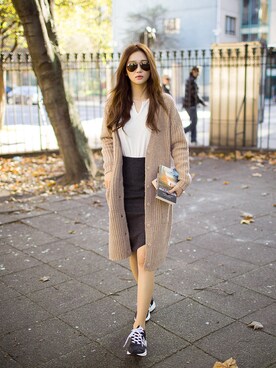 「beige」｜mossbeanさん（レディース・165cm）の冬コーディネート