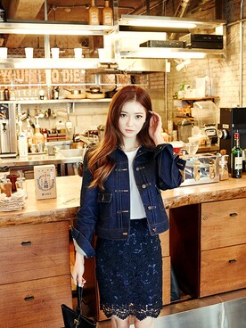 「chuu（チュー）のアイテム（ジャケット/アウター）」を使った、mossbeanさん（レディース・165cm）の春コーディネート