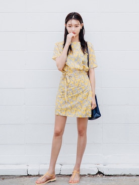 「yellow」｜「アイテム（ワンピース/ドレス）」を使った、mossbeanさん（レディース・165cm）の夏コーディネート