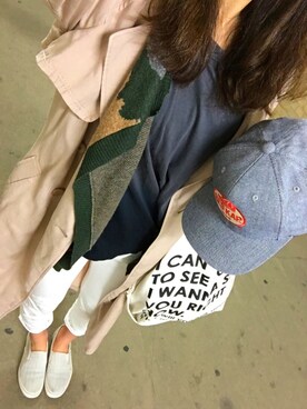 「ディーゼル」｜「アイテム（トレンチコート）」を使った、riysaさん（レディース・167cm）の春コーディネート