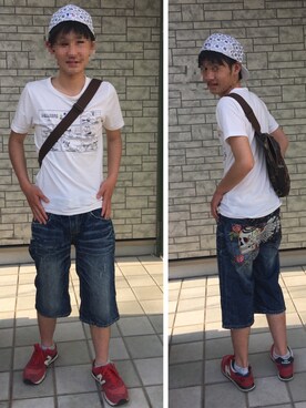 「アイテム（ボディバッグ/ウエストポーチ、グリーン系）」を使った、寿里さん（メンズ・160cm）の春コーディネート