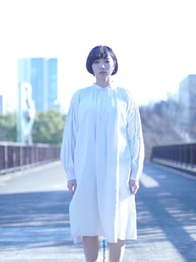 「スナップ」｜「アイテム（シャツワンピース）」を使った、uharamoeさん（レディース・153cm）の冬コーディネート