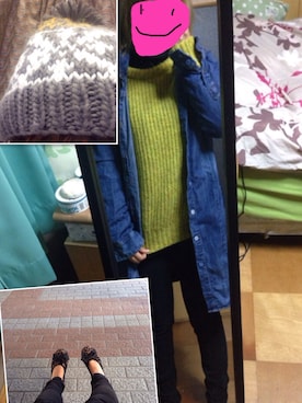 「黒タートルネック」｜「アイテム（その他アウター）」を使った、ちょびさん（レディース・153cm）の冬コーディネート
