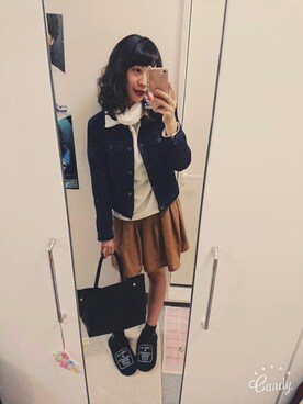 「CLOSE-UP（クローズアップ）のアイテム（ジャケット/アウター）」を使った、いちさん🐻さん（レディース・163cm）の秋コーディネート