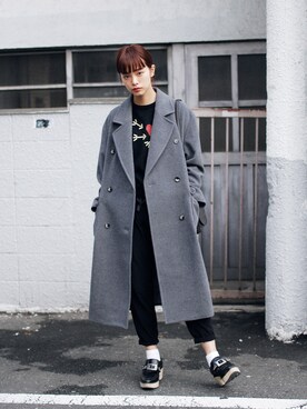 「ジーナシス」｜「アイテム（チェスターコート）」を使った、Droptokyoさん（レディース・163cm）の秋コーディネート