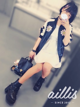 「WC（ダブル シー）のアイテム（ブルゾン）」を使った、あかりん ご。さん（レディース・155cm）の春コーディネート