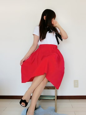 「EBELE MOTION（エベルモーション）のアイテム（スカート）」を使った、atsukonokoさん（レディース・156cm）の夏コーディネート