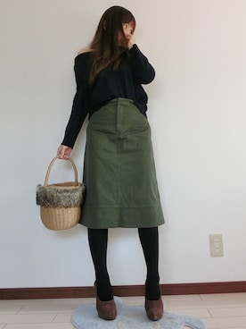 「アイテム（ラッピングキット、グリーン系）」を使った、atsukonokoさん（レディース・156cm）の秋コーディネート