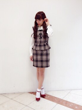 「ぺプラム」｜「アイテム（オールインワン・サロペット）」を使った、Sayuさん（レディース・158cm）の冬コーディネート