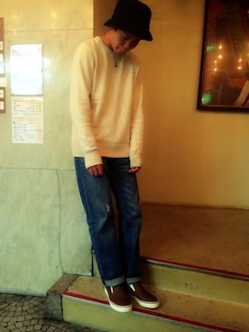 「TOMMY（トミー）のKENDRICK DENIM PANTS BL（デニムパンツ、ブルー系）」を使った、よしきさん（メンズ・175cm）の秋コーディネート