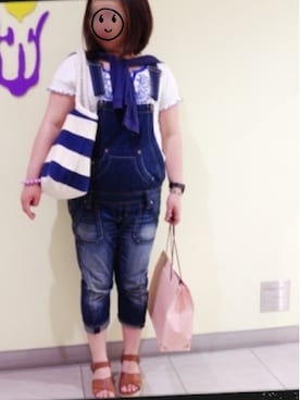 「アイテム（サロペット/オーバーオール）」を使った、みっくさん（レディース・152cm）の夏コーディネート