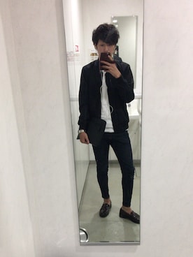 「COMME CA ISM（コムサイズム）のアイテム（ブルゾン）」を使った、Tamon Fukuokaさん（メンズ・176cm）の秋コーディネート