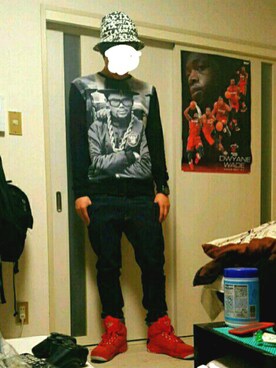 「NIKE Air Flightのアイテム」を使った、XLARGERさん（メンズ・180cm）の春コーディネート