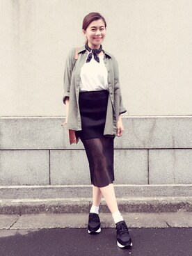 「MOUSSY（マウジー）のアイテム」を使った、エミリ・リーさん（レディース・154cm）の夏コーディネート