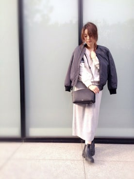 「GU（ジーユー）のアイテム（ブルゾン）」を使った、guchicoさん（レディース・160cm）の冬コーディネート
