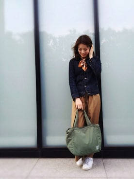 「Mila Owen」｜「アイテム（デニムジャケット）」を使った、guchicoさん（レディース・160cm）の春コーディネート