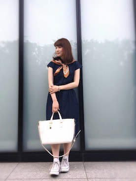 「アイテム（ストール/ショール）」を使った、guchicoさん（レディース・160cm）の夏コーディネート