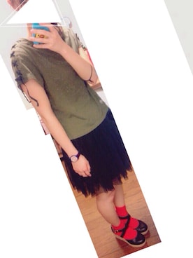 「topic luxe（トピックラックス）のアイテム（スカート）」を使った、クスハラさん（レディース・156cm）の秋コーディネート