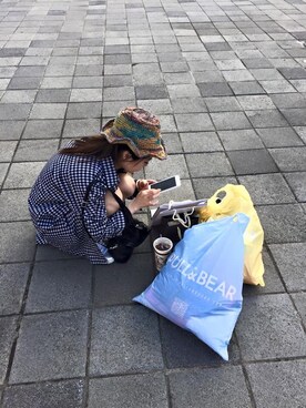 「omake（オマケ）のアイテム（帽子）」を使った、JCさん（レディース・161cm）の春コーディネート