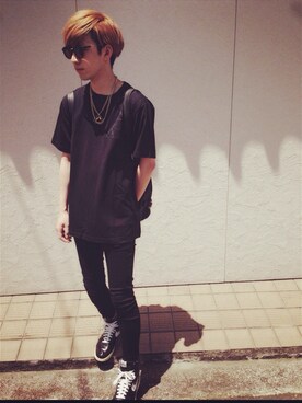 「UNIF（ユニフ）のアイテム（Tシャツ/カットソー）」を使った、wish...さん（メンズ・173cm）の夏コーディネート