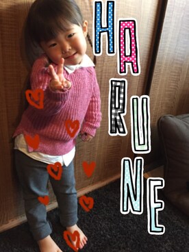 「ピンクニット」｜kakoさん（キッズ・90cm）の冬コーディネート