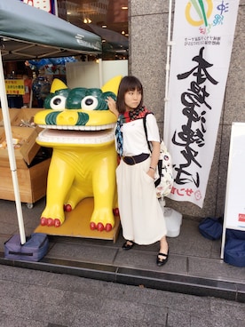 「アイテム（ベルト、ブルー系）」を使った、KAORUさん（レディース・147cm）の夏コーディネート